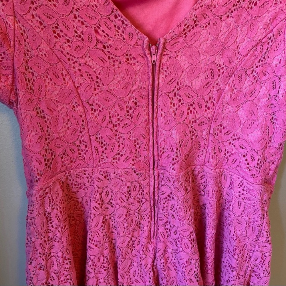 ✨3/$20✨ G21 Women’s Pink Lace Short Sleeve Dress - Picture 9 of 9
